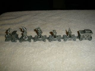 Disney Pewter Train Set Of 6 With Mickey Minnie Goofy Donald Engine Caboose