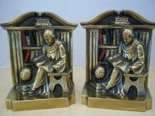 Vintage Monks In Library Reading Bookends