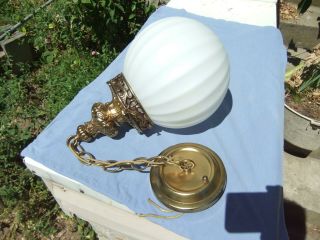 Hollywood Regency Ornate Brass Pendant Light Fixture The Feldman Co La Ca
