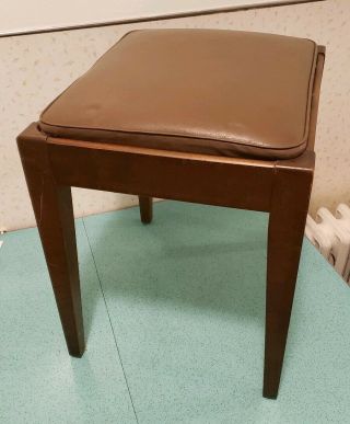 Vintage Brown Mid Century Modern Padded End Table Foot Stool