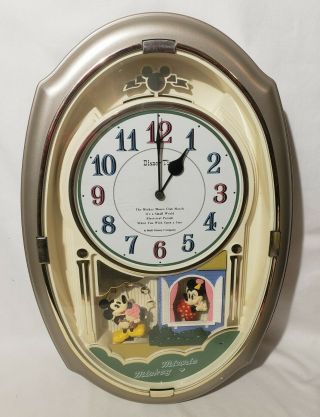 Vintage Disney Japan Motion Musical Wall Clock Mickey Minnie Mouse 4 Songs Rare