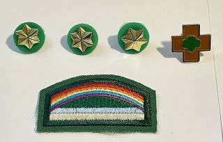 Girl Scouts Brownie 3 Membership Stars Safety Award Pin Bridging Rainbow