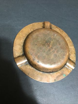 Vintage Royrcroft Arts And Crafts Hammered Copper Ashtray Antique Ash Tray 2
