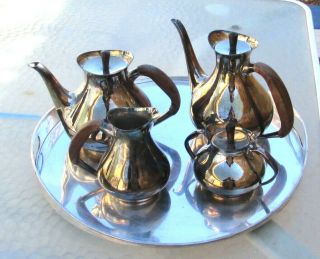 Wolff Mid Century Prata 90 Silver Plated Coffee & Tea Set With Tray