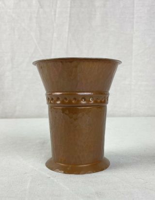 Antique Mission Arts And Crafts Period Hand Hammered Copper Beaker Vase