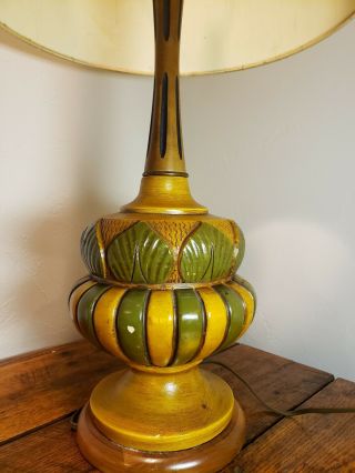 Vintage Mid Century Or Danish Modern Lamp Signed E.  Bertolozzi Ceramic And Wood