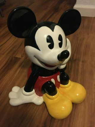 Vintage Treasure Craft Walt Disney Mickey Mouse Sitting Ceramic Cookie Jar Nib