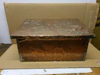 Vintage Antique Arts And Craft Hammered Copper Slippers Box 3