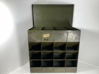 Vintage Lyon Metal Parts Bin Cabinet Top Load In 12 Compartments 21 