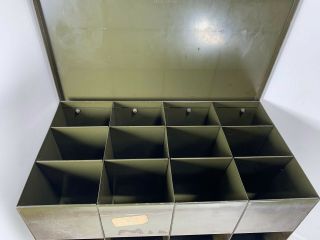 Vintage Lyon Metal Parts Bin Cabinet Top Load In 12 Compartments 21 