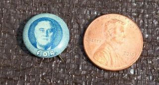 1940 Franklin D Roosevelt Fdr Tiny Small 1/2 " Blue Pinback Button Pin R20