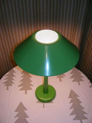 RARE Mid - Century Gerald Thurston for Lightolier Lime Green Metal Table Lamp 3