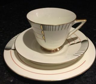 Rare & Very Stylish Royal Doulton Art Deco Magna Pattern Cup Saucer Plate
