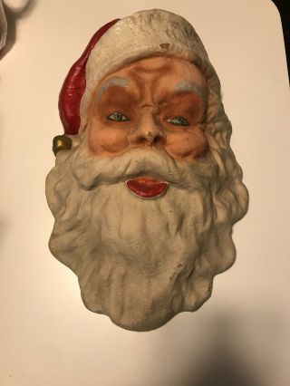 Vintage Paper Mache Store Display Santa Claus Face 3 - D Effect Looking