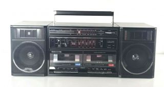 Vintage Sanyo C35 Boombox Dual Cassette Player Stereo Equalizer Detach Speakers