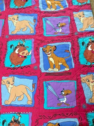 Vtg 90s Disney The Lion King Twin Comforter Blanket Reversible Simba Nahla Pumba 2