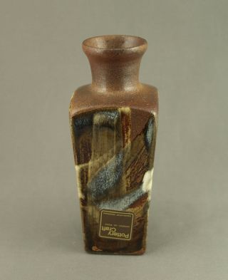 Vtg 1970s MCM Pottery Craft Robert Maxwell Brushstroke Vase w/ Label & Hangtag 2