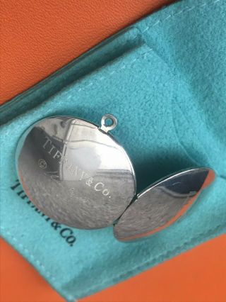 TIFFANY & CO Vintage 925 Silver Round Locket Pendant in Pouch 2