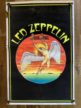 1987 Led Zeppelin Swan Song Vintage Velvet Flocked Blacklight Poster