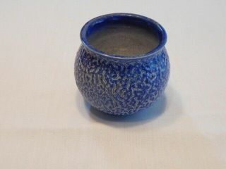 Mid - Century Lapid Israel Studio Pottery 3 1/2 " Vase Blue Crackle