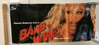 Vintage Vinyl Movie Store Banner Pamela Anderson Lee In Barb Wire 1996 Sci Fi