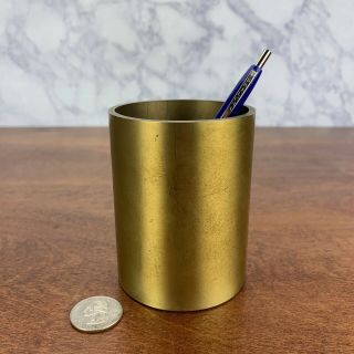 Vintage Smith Metal Arts Gold Toned Mid - Century Modern Desk Pencil & Pen Holder