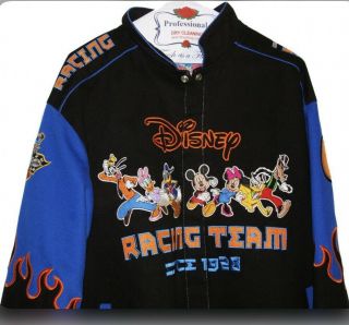 Disney Racing Team Mickey Goofy Vintage Nascar Jacket Adult Mens Large Jh Design