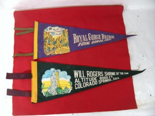 Vintage Felt Pennants Will Rogers Shrine & Royal Gorge Colorado