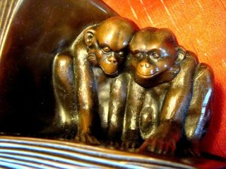 Vintage - Jennings Brothers - Bronze - Monkey Bookends Jb 2462 - Reading Monkeys