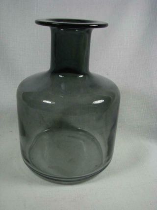 Vtg Mid Century Modern Style 6 1/2 " Grey Glass Vase