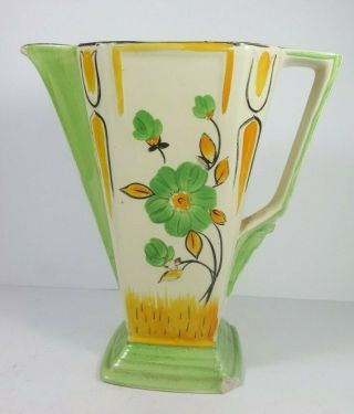 Vintage Art Deco Santoy Gibsons Hand Painted Ceramic Water Jug - 7.  5 " Tall