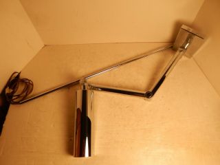 Vintage 1976 Chapman Swing Arm Chrome Mount Wall Lamp Plug In Cord Dimmer Switch