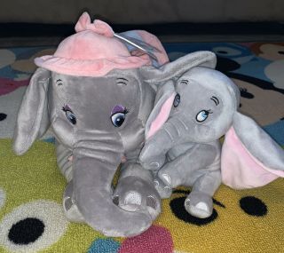 Disney Parks Baby Dumbo And Mrs Jumbo Circus Plush Doll Set 15”
