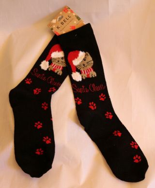 K Bell Christmas Santa Claws Claus Cat Red Paws Black Woman 