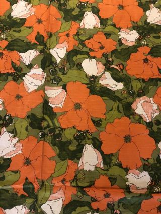 Vintage Schumacher Screen Print Fabric Floral 4yrds Tiki Midcentury South Seas