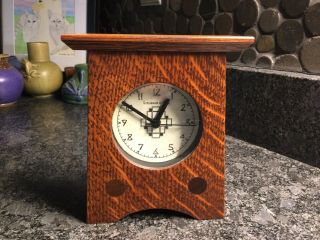 Arts & Crafts,  Mission Oak Mini Mantel Clock,  Schlabaugm And Sons