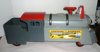 Vintage Pressed Steel Marx Lightning Express 3000 Ride On Toy Train