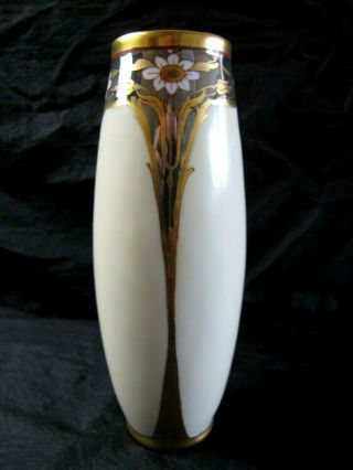 Fabulous Antique Art Nouveau Julius Brauer Porcelain Vase Flowers Silver & Gold