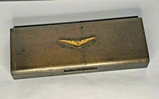 Vintage Yb - 49 Flying Wing Art Deco Mixed Metal Cigarette Playing Card Box