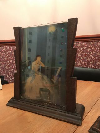 Large 1930’s Art Deco Wooden Picture Frame With Glass