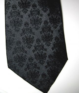 Disney Park 100 Silk Mens Tie Haunted Mansion Wallpaper Novelty Necktie Black