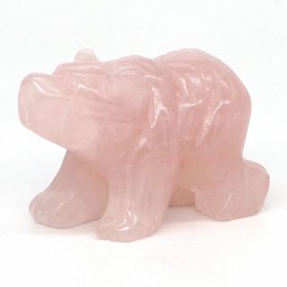 1.  5 " Bear Statue Natural Gemstone Rose Quartz Crystal Carved Animal Figurine