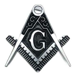 Masonic Cut To Shape 2 1/2 " Car Emblem Silver And Black Color Cmbs