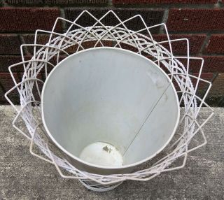 Vntg Industrial Wire Shabby Chic Waste Basket Trash Can w/ Insert Display French 3