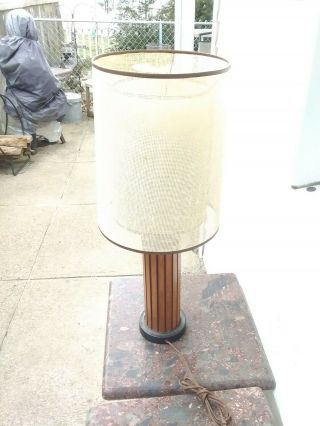 Vintage Mid Century Danish Modern Wood Slat Lamp Shade Inside A Shade Lamps