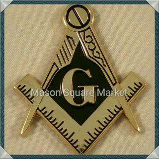 Mini Freemason Masonic Square And Compass Car Emblem Gold & Black Tone
