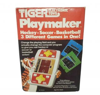 Vintage 1980 Tiger Electronic Playmaker Hockey Soccer Basketball Handheld Game