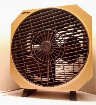 Vintage Patton Ca - 1285 15 " Box Fan 3 - Speed Adjustable Spinning Front Grill