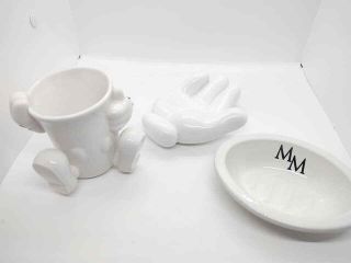 Disney Mickey Mouse Bathroom Set Hand Soap Dish Cup And Mm Initials Dish Vintage