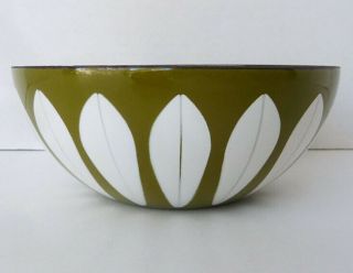 Vintage Cathrineholm Norway Lotus Bowl Olive/white 5 - 5/8 " Xlnt